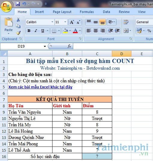 bai mau ham COUNT