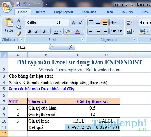 bai mau ham EXPONDIST
