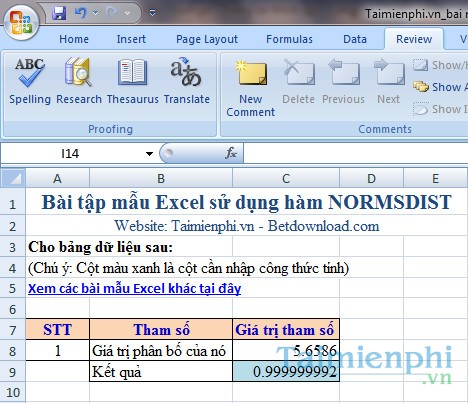 bai mau ham NORMSDIST