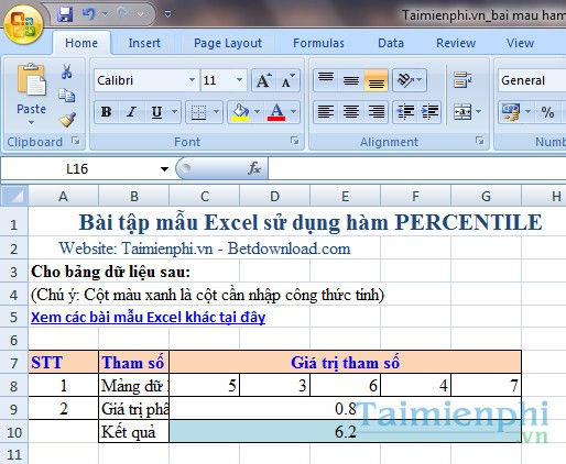 bai mau ham PERCENTILE