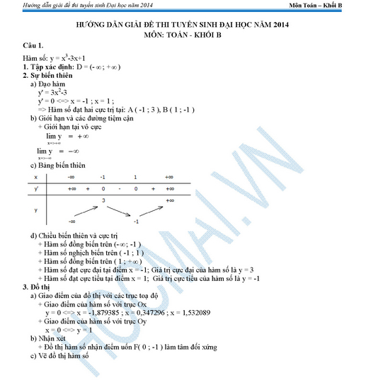 dap an dai hoc mon toan nam 2014 khoi b