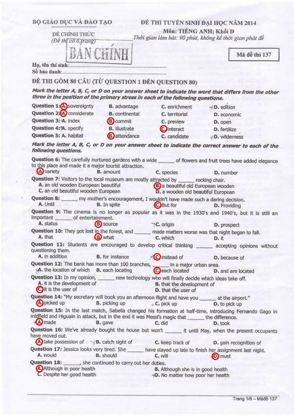 đề thi đại học môn tiếng anh khối d de thi dai hoc mon tieng anh khoi d