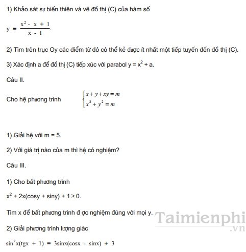 Đề và đáp án luyện thi Toán de va dap an luyen thi toan