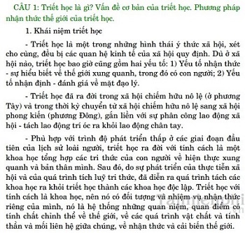 Hướng dẫn ôn môn triết học Mac Lenin huong dan on mon triet hoc mac lenin