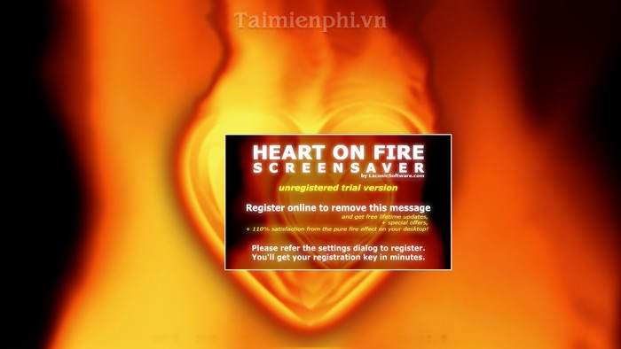 Heart On Fire Screensaver