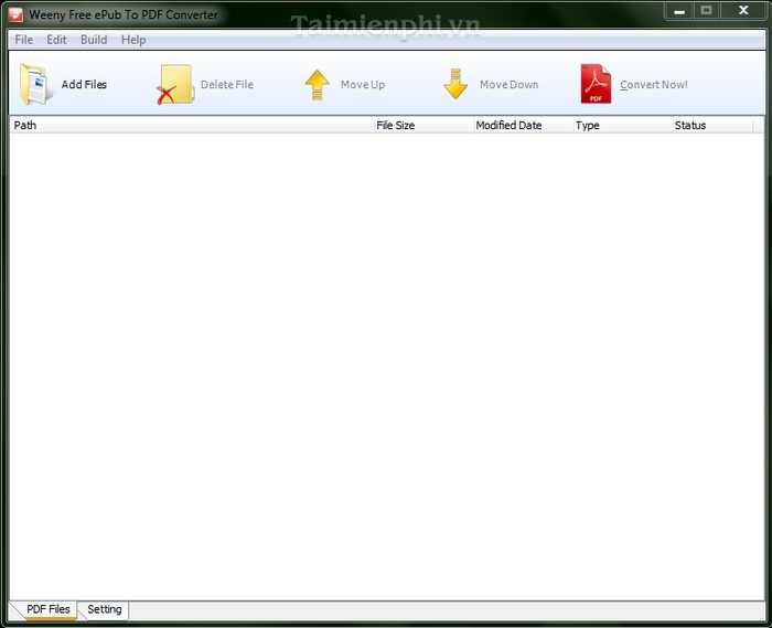 Weeny Free ePub to PDF Converter