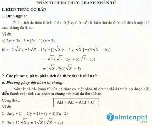 bai tap phan tich da thuc thanh nhan tu