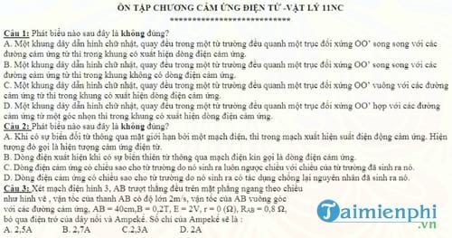 bai tap trac nghiem chuong cam ung dien tu