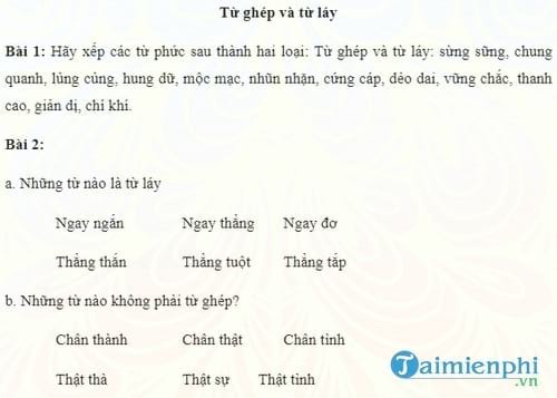 bai tap ve tu ghep va tu lay