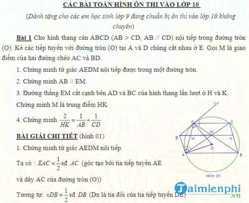 cac bai toan hinh hoc on thi vao lop 10