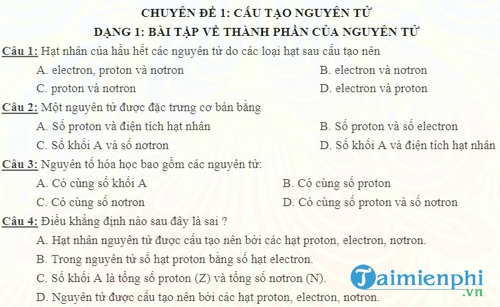 cac dang bai tap chuong cau tao nguyen tu
