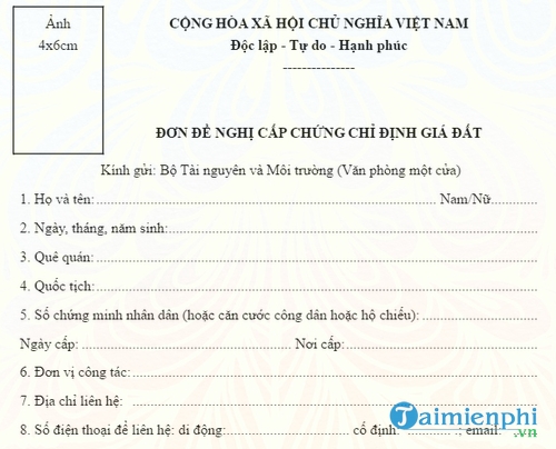 don de nghi cap chung chi dinh gia dat