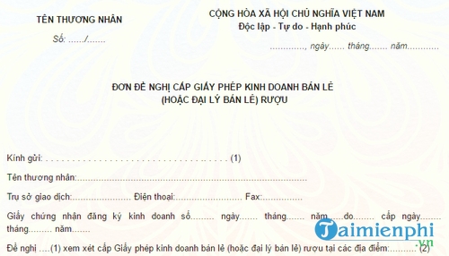 don de nghi cap giay phep kinh doanh ban le ruou