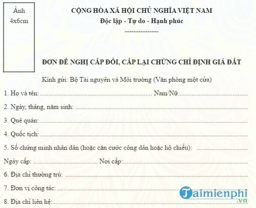 don de nghi cap lai chung chi dinh gia dat