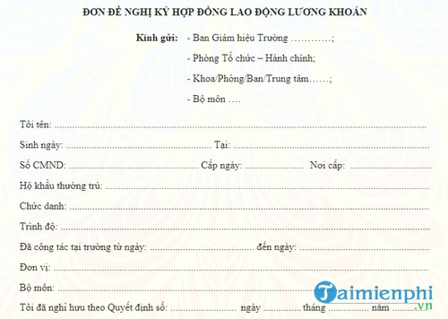 don de nghi ky hop dong lao dong luong khoan