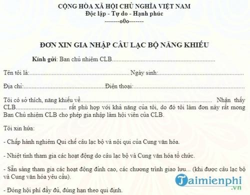don xin gia nhap cau lac bo nang khieu