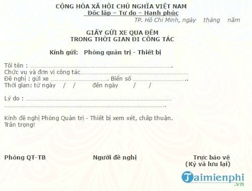 giay gui xe qua dem tai truong