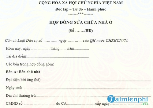 hop dong sua chua nha