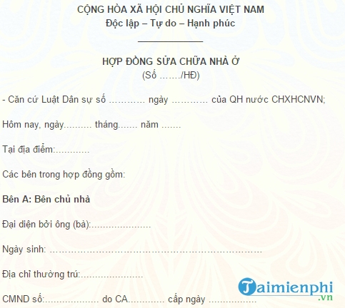 hop dong sua chua