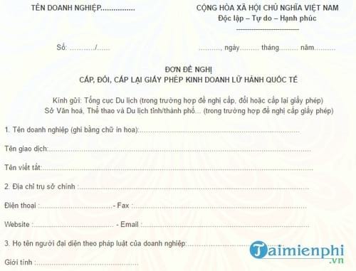 mau don de nghi cap moi cap doi cap lai giay phep kinh doanh lu hanh quoc te