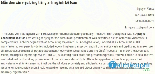 mau don xin viec pho bien bang tieng anh