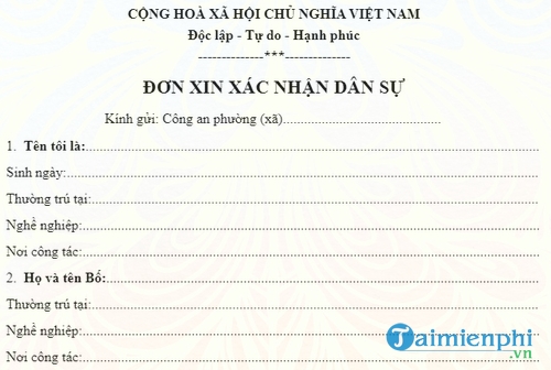 mau don xin xac nhan dan su