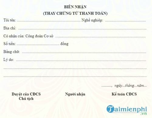 mau giay bien nhan cua cong doan co so