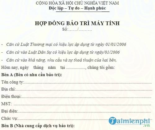 mau hop dong bao tri may moc