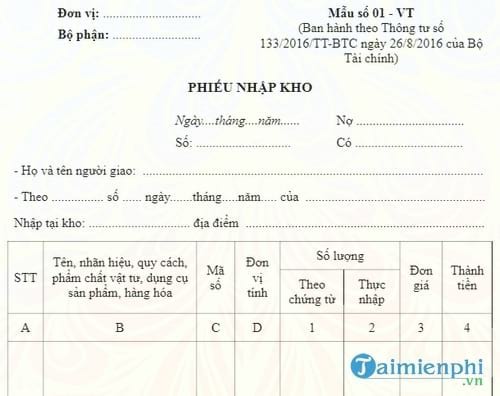 mau phieu xuat nhap hang hoa o kho