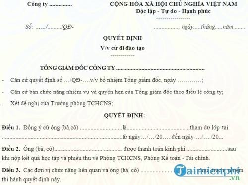 mau quyet dinh cu di dao tao