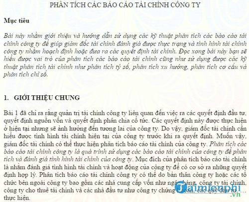 phan tich cac bao cao tai chinh cong ty