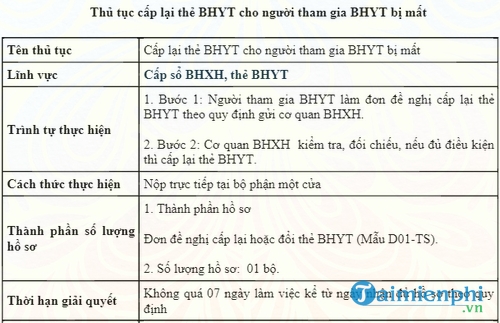 thu tuc cap lai the bhyt