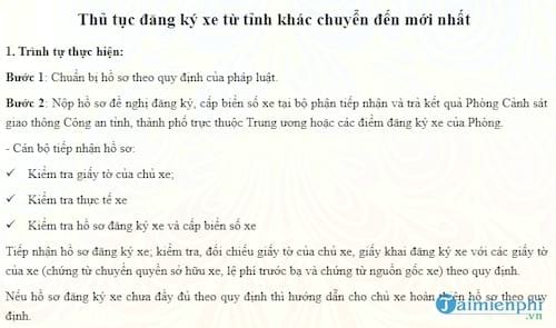 thu tuc dang ky sang ten doi chu xe o to xe may khac tinh