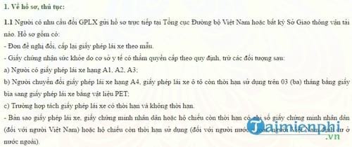 thu tuc doi giay phep lai xe