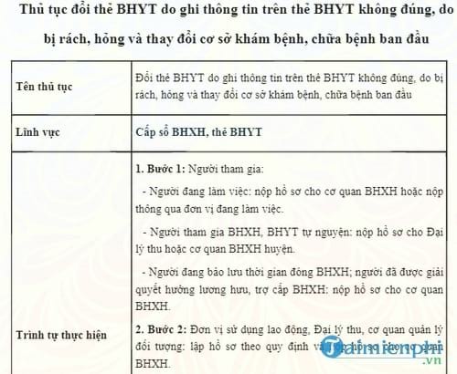 thu tuc doi the bhyt