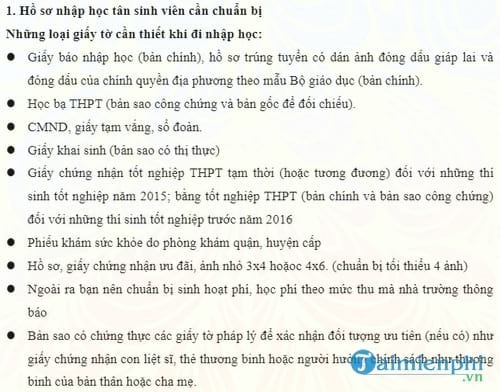 thu tuc nhap hoc dai hoc cao dang trung cap 2017