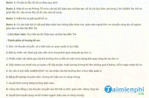 thu tuc thuyen chuyen giao vien tu cac tinh khac ve