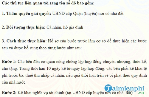 thu tuc xin cap so do va sang ten so do