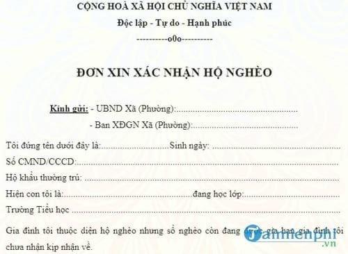 xac nhan ho ngheo