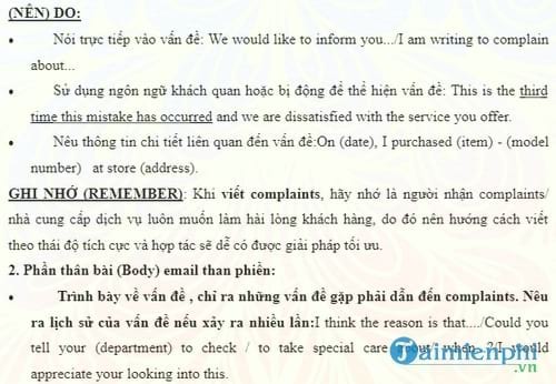 cach viet mot buc thu phan nan trong tieng anh