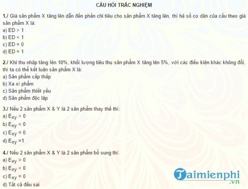 cau hoi trac nghiem kinh te hoc vi mo