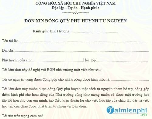 don xin dong quy phu huynh tu nguyen