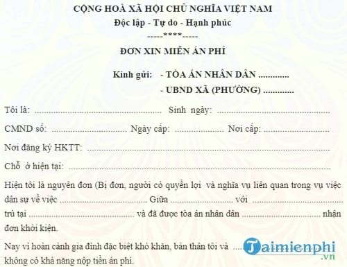 don xin mien giam an phi