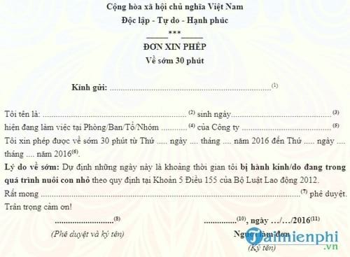 don xin phep ve som 30 phut