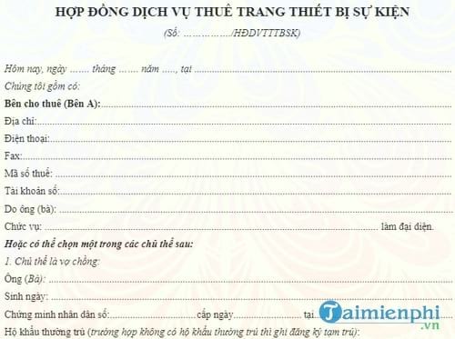 hop dong dich vu thue trang thiet bi su kien
