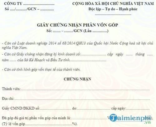 mau giay chung nhan gop von