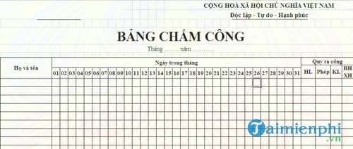 bang cham cong nhan vien