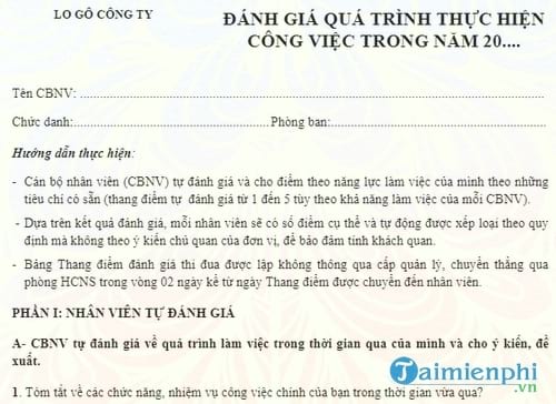 bang danh gia nhan vien cuoi nam