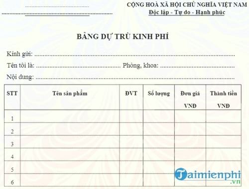 bang du tru kinh phi