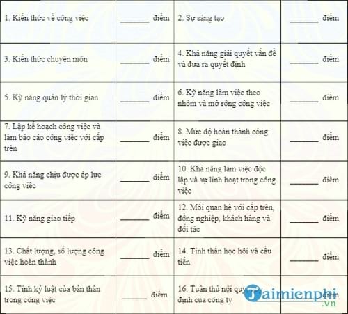 bang nhan xet nhan vien